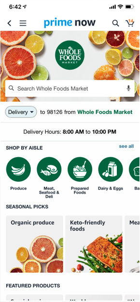 Whole Foods on Prime Now screenshot